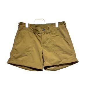 The North Face Womens Denim Chino Shorts Size 2‎ Beige Mid Rise Pocket Stretch